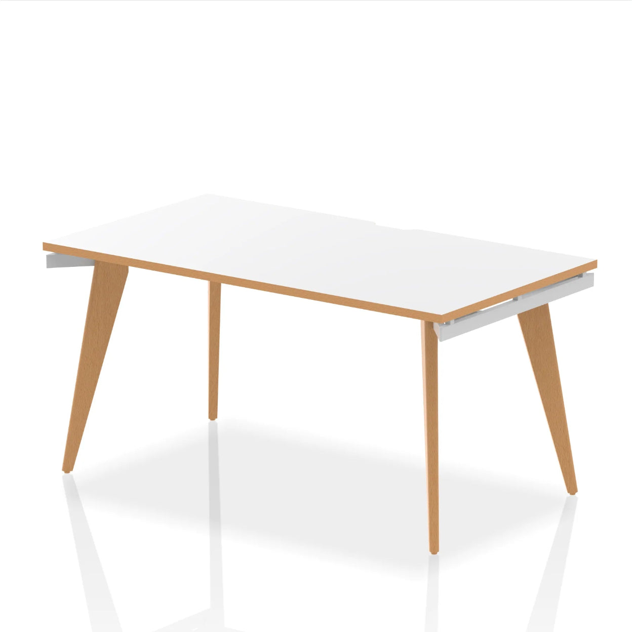 White table with wooden legs on a white background