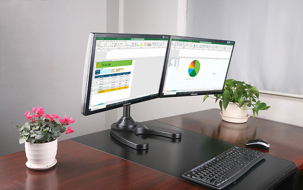 Strata Stand Double Monitor Stand Black