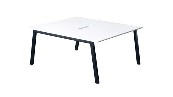 1200x800mm Back to Back Starter Bench Desk White Top Black Legs
