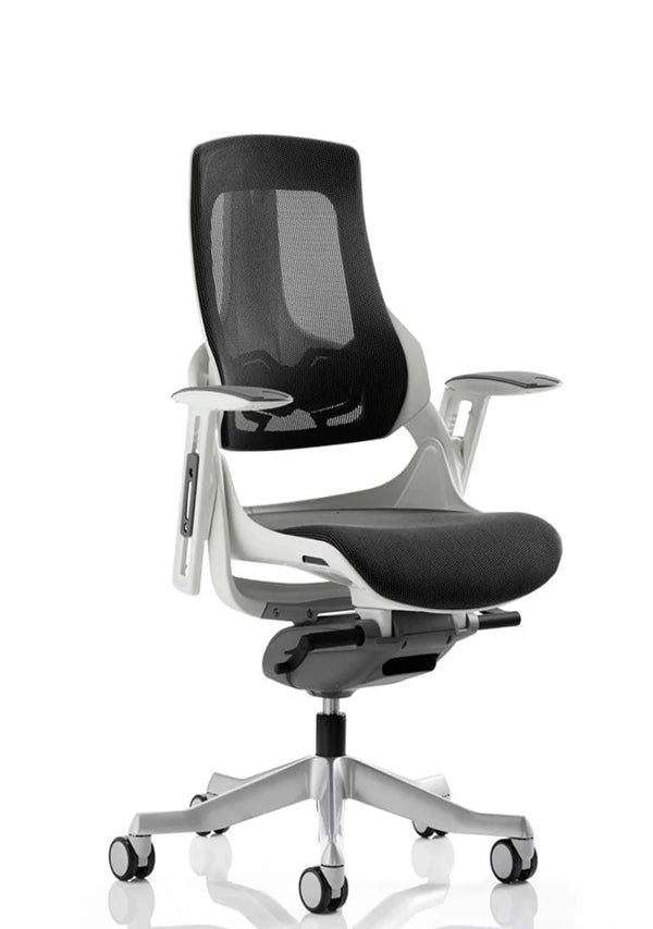 Zure High Back White Shell Executive Chair with Height Adjustable Arms Charcoal