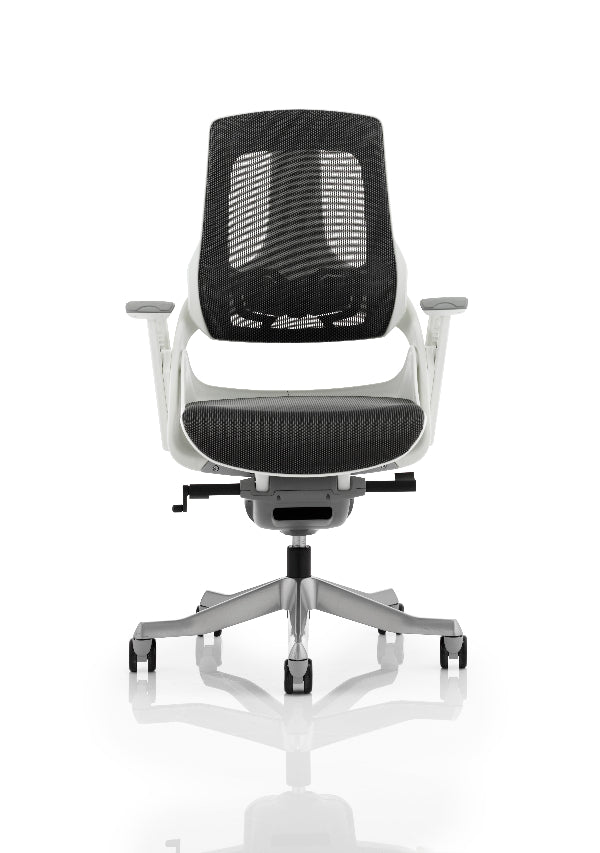 Zure High Back White Shell Executive Chair with Height Adjustable Arms Charcoal