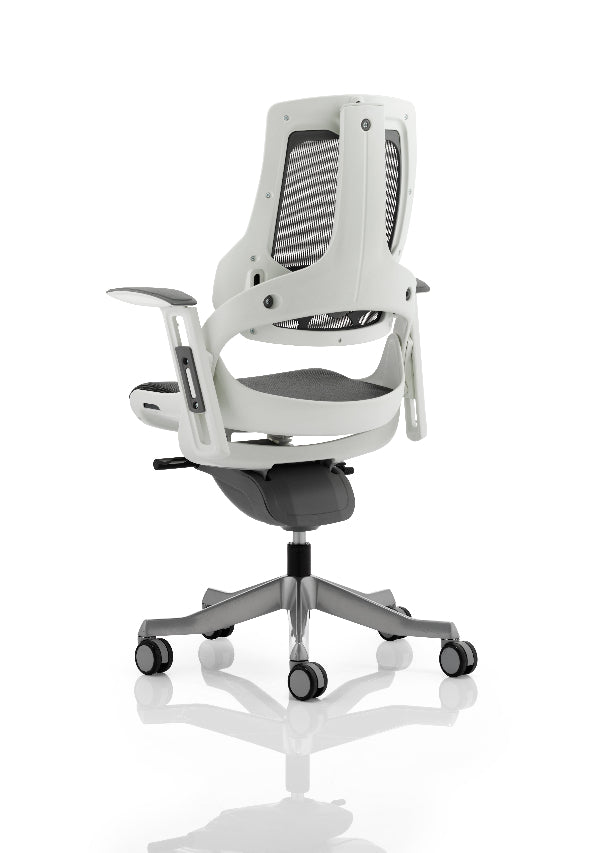Zure High Back White Shell Executive Chair with Height Adjustable Arms Charcoal