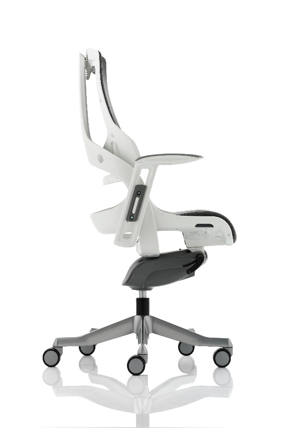 Zure High Back White Shell Executive Chair with Height Adjustable Arms Charcoal