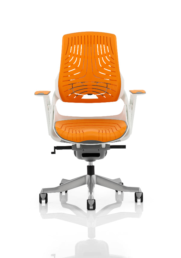 Zure High Back Executive Elastomer Gel Armchair, White / Orange