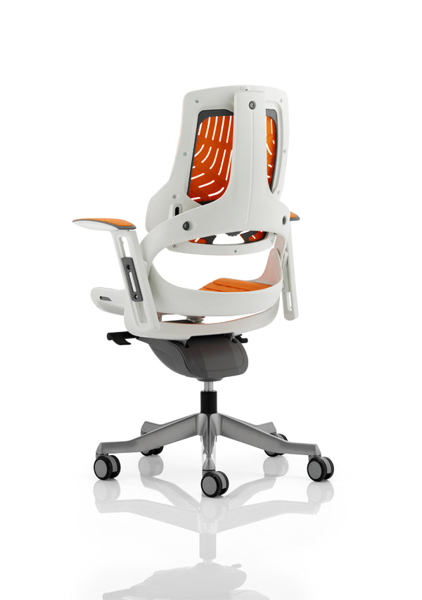 Zure High Back Executive Elastomer Gel Armchair, White / Orange