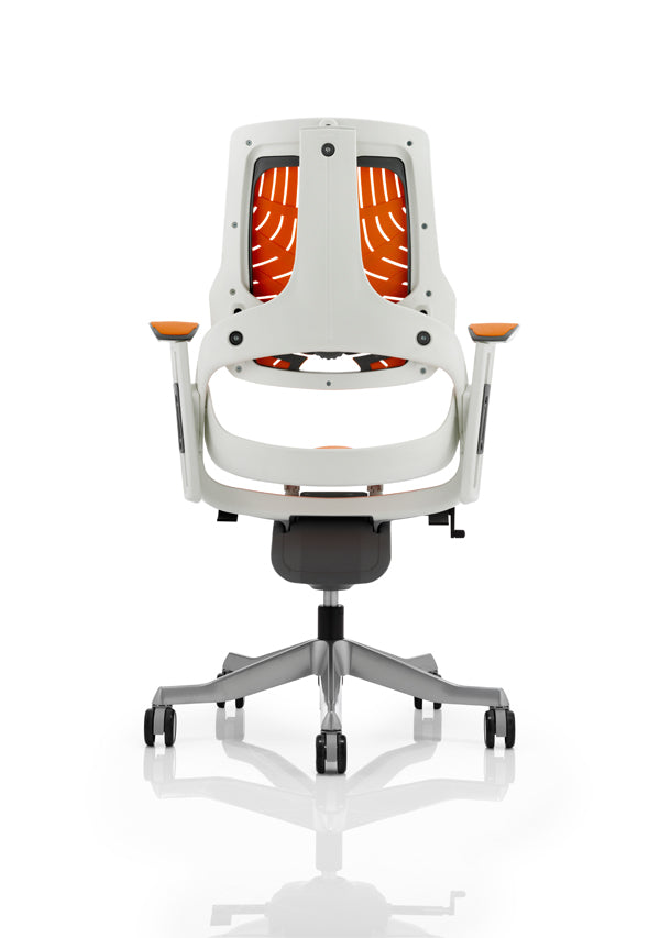 Zure High Back Executive Elastomer Gel Armchair, White / Orange