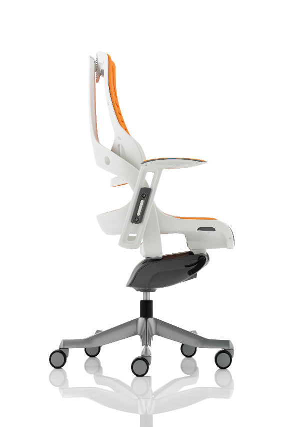 Zure High Back Executive Elastomer Gel Armchair, White / Orange