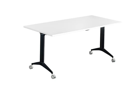 Value 1600x800mm Fliptop Table White Top Black Frame
