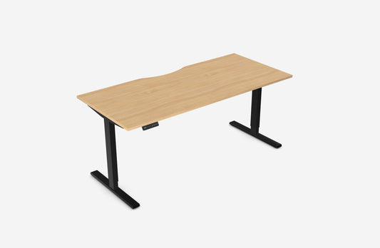 Zoom 1800x800mm Height Adjustable Electric Desk, Beech Top with Scallop Finish & Black Metal Legs