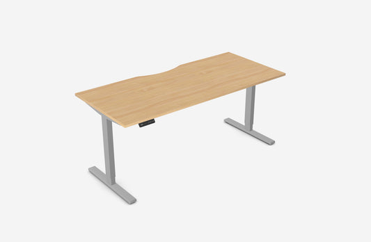 Zoom 1800x800mm Height Adjustable Electric Desk, Beech Top with Scallop Finish & Silver Metal Legs