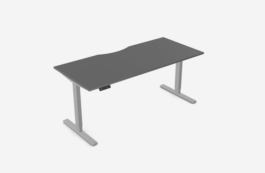Zoom 1800x800mm Height Adjustable Electric Desk, Graphite Top with Scallop Finish & Silver Metal Legs