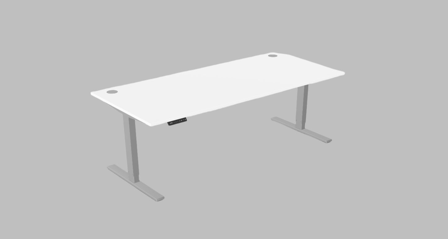 Zoom 1800x800mm Height Adjustable Electric Desk, White Top with Portal Finish & Silver Metal Legs