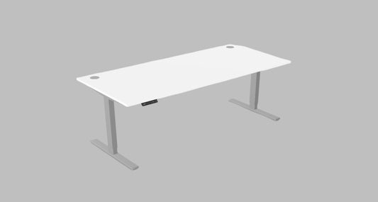 Zoom 1800x800mm Height Adjustable Electric Desk, White Top with Portal Finish & Silver Metal Legs