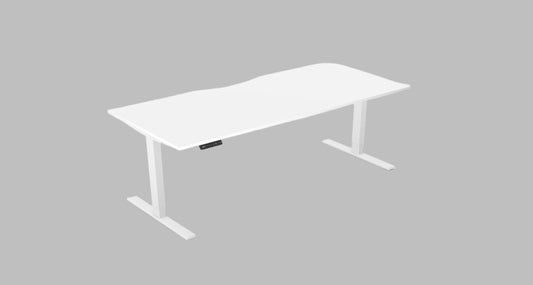 Zoom 1800x800mm Height Adjustable Electric Desk, White Top with Scallop Finish & White Metal Legs