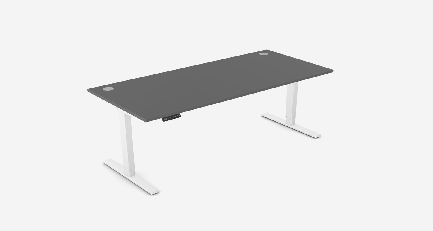 Zoom 1800x800mm Height Adjustable Electric Desk, Graphite Top with Portal Finish & White Metal Legs