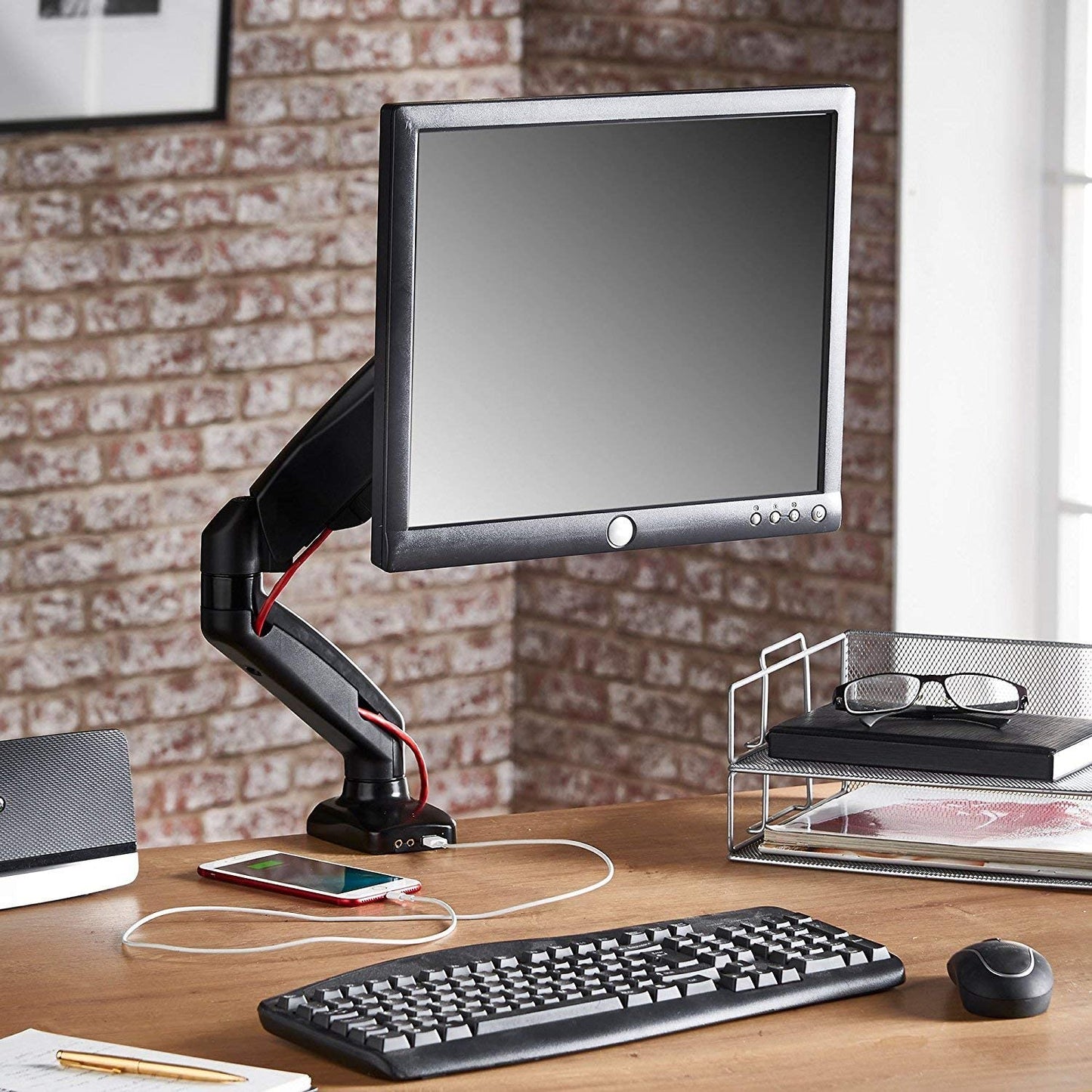 Vestra Economy Gas Spring Single Monitor Arms with USB/AV Ports