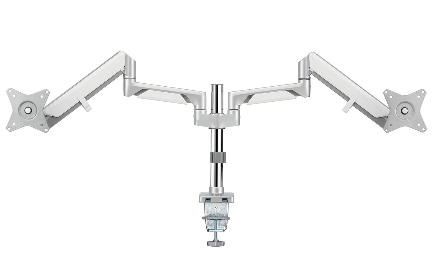 Novara Plus Gas Spring Double Monitor Arm with USB Port Silver