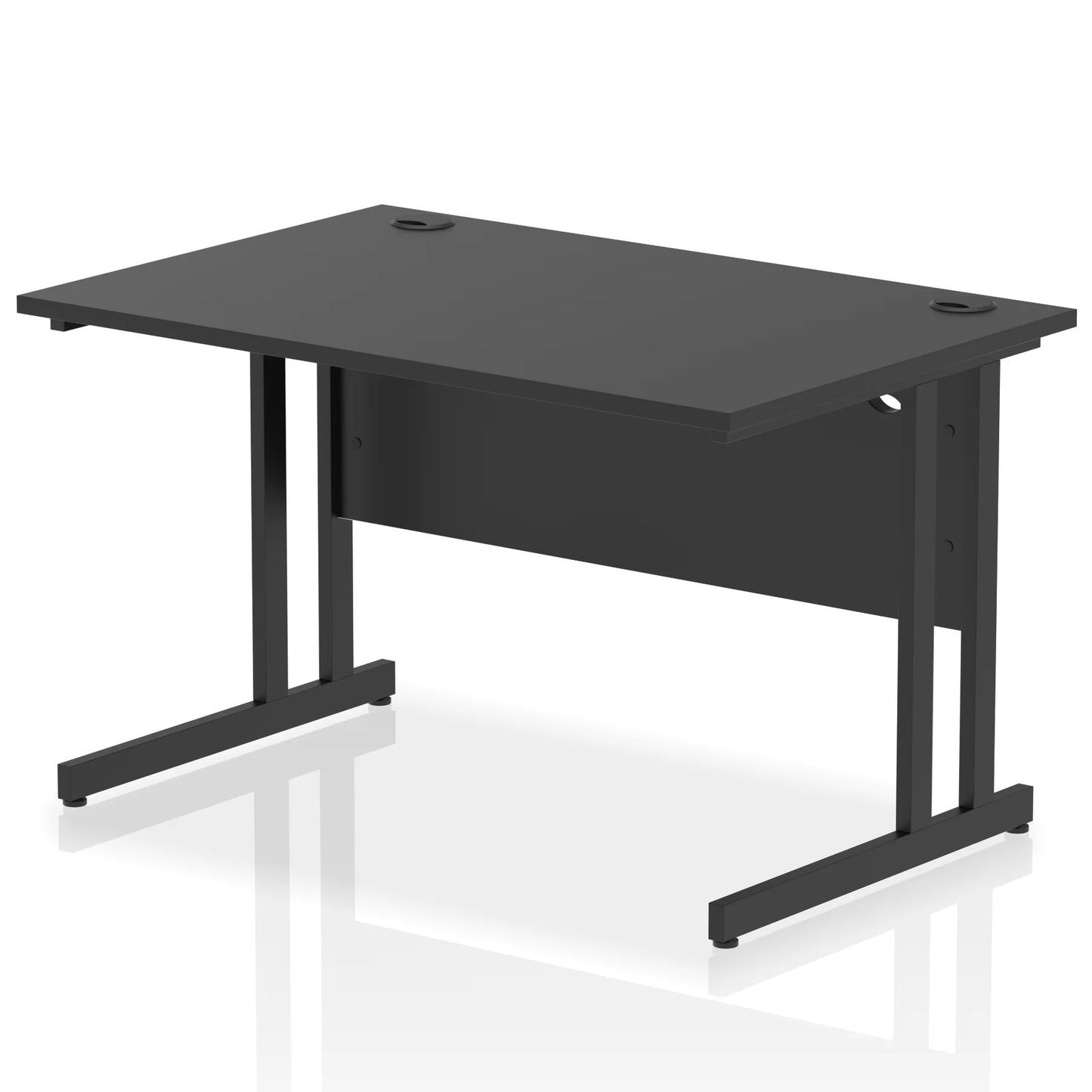 Black straight desk on a white background