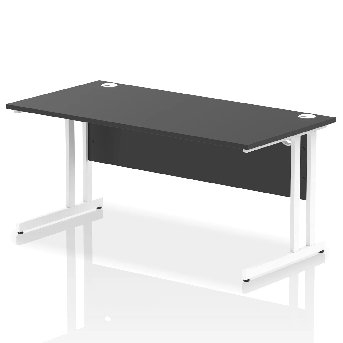 Black straight desk on a white background