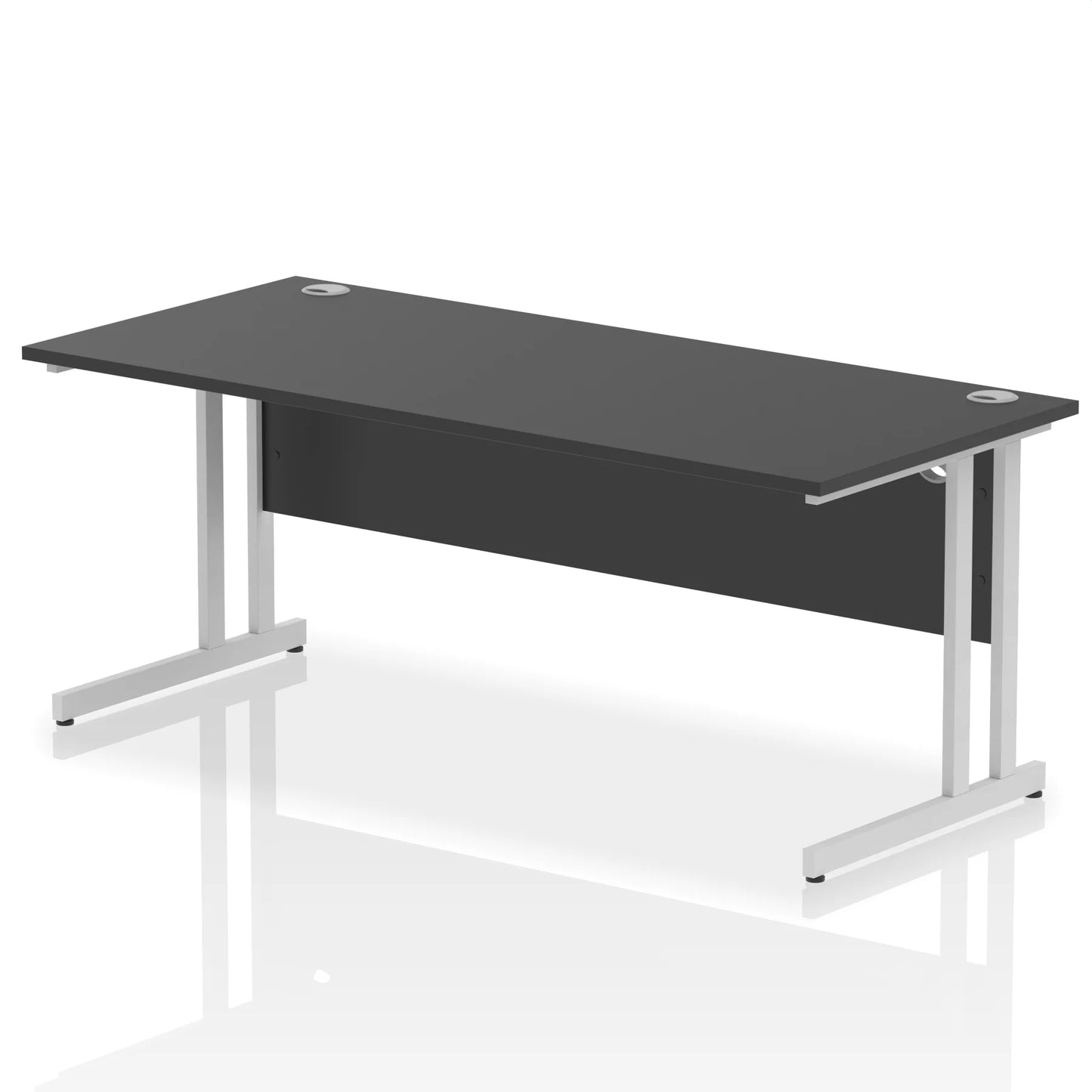 Black straight desk on a white background