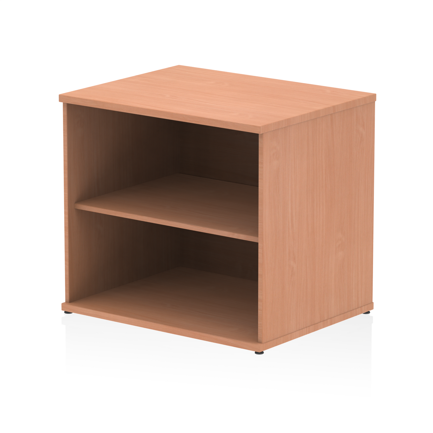 Wooden bookcase with one shelf on a white background