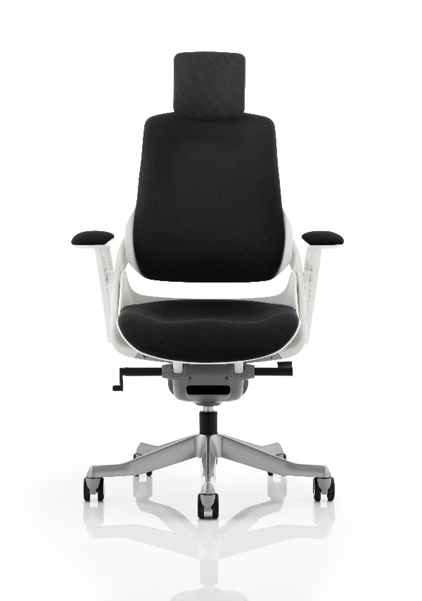 Zure High Back Executive Fabric Armchair with Headrest, White / Black