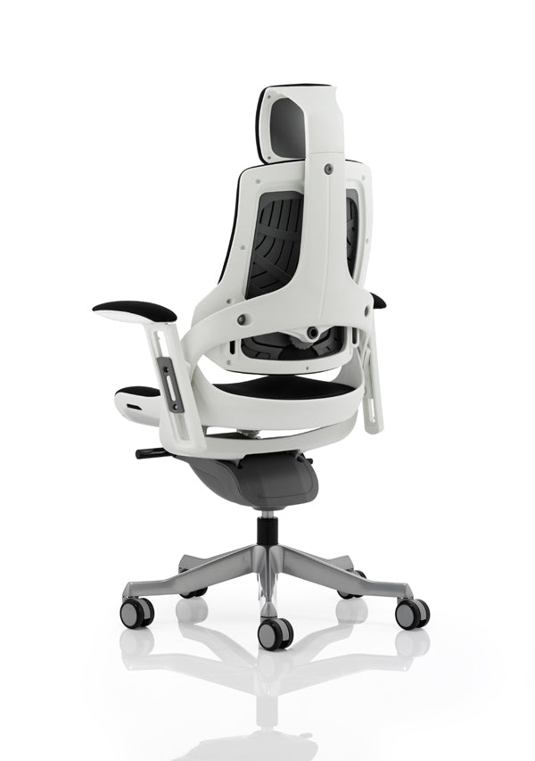 Zure High Back Executive Fabric Armchair with Headrest, White / Black