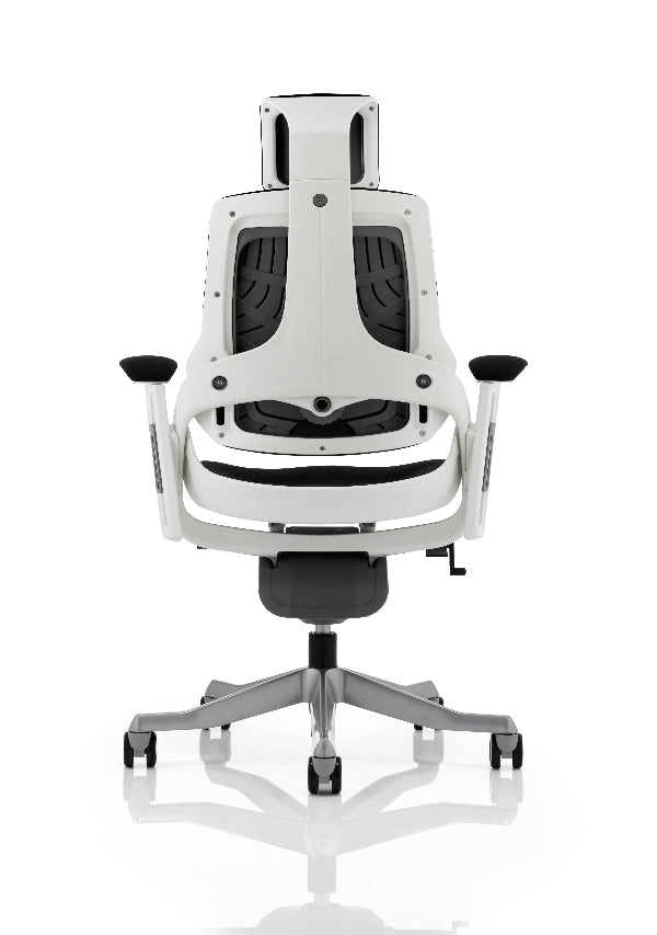 Zure High Back Executive Fabric Armchair with Headrest, White / Black