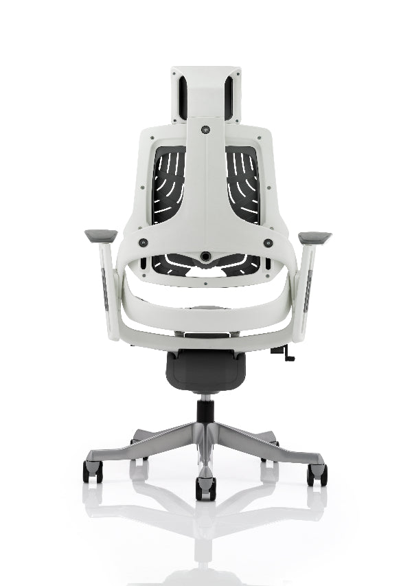 Zure High Back Executive Elastomer Gel Armchair with Headrest, White / Grey