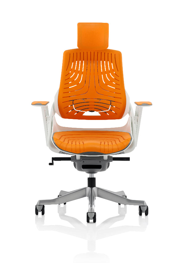 Zure High Back Executive Chair with Height Adjustable Arms & Headrest Orange