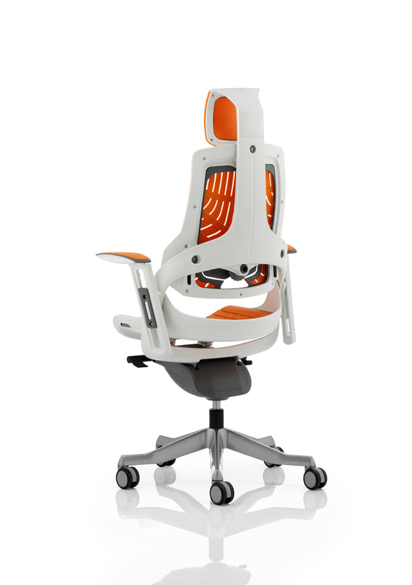 Zure High Back Executive Chair with Height Adjustable Arms & Headrest Orange