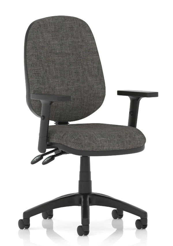 Luna Plus II 2 Lever Operator Chair with Height Adjustable Arms, Charcoal