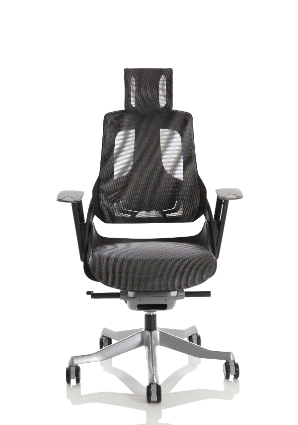 Zure High Back Executive Chair with Height Adjustable Arms & Headrest Charcoal