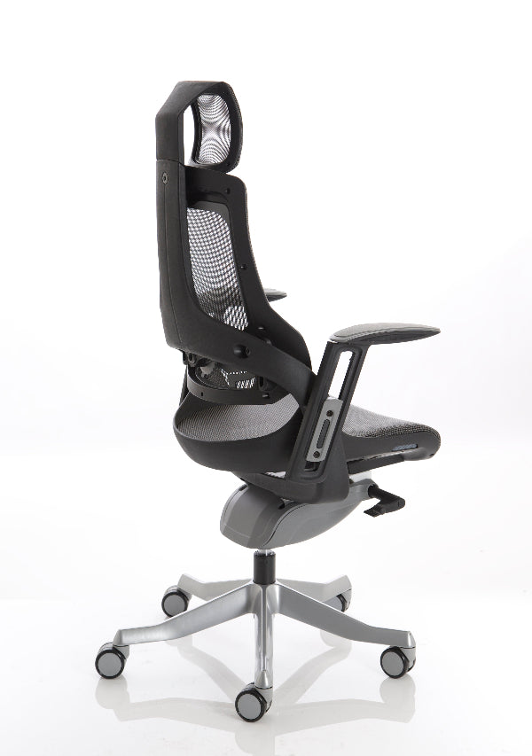 Zure High Back Executive Chair with Height Adjustable Arms & Headrest Charcoal