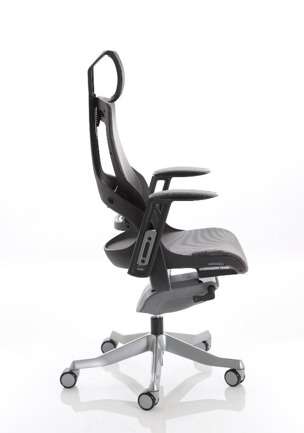 Zure High Back Executive Chair with Height Adjustable Arms & Headrest Charcoal