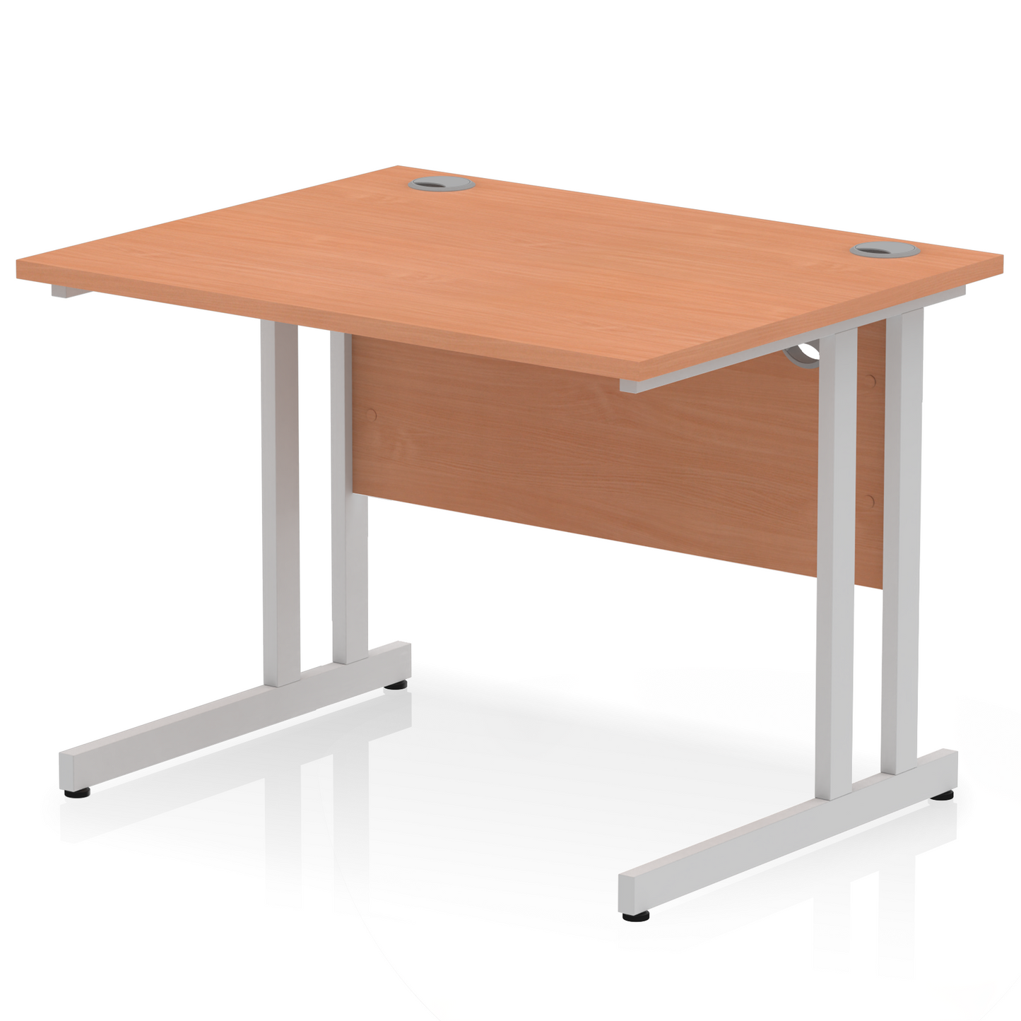 Impulse 1000x800mm Straight Desk, Beech Top with with Silver Cantilever Legs