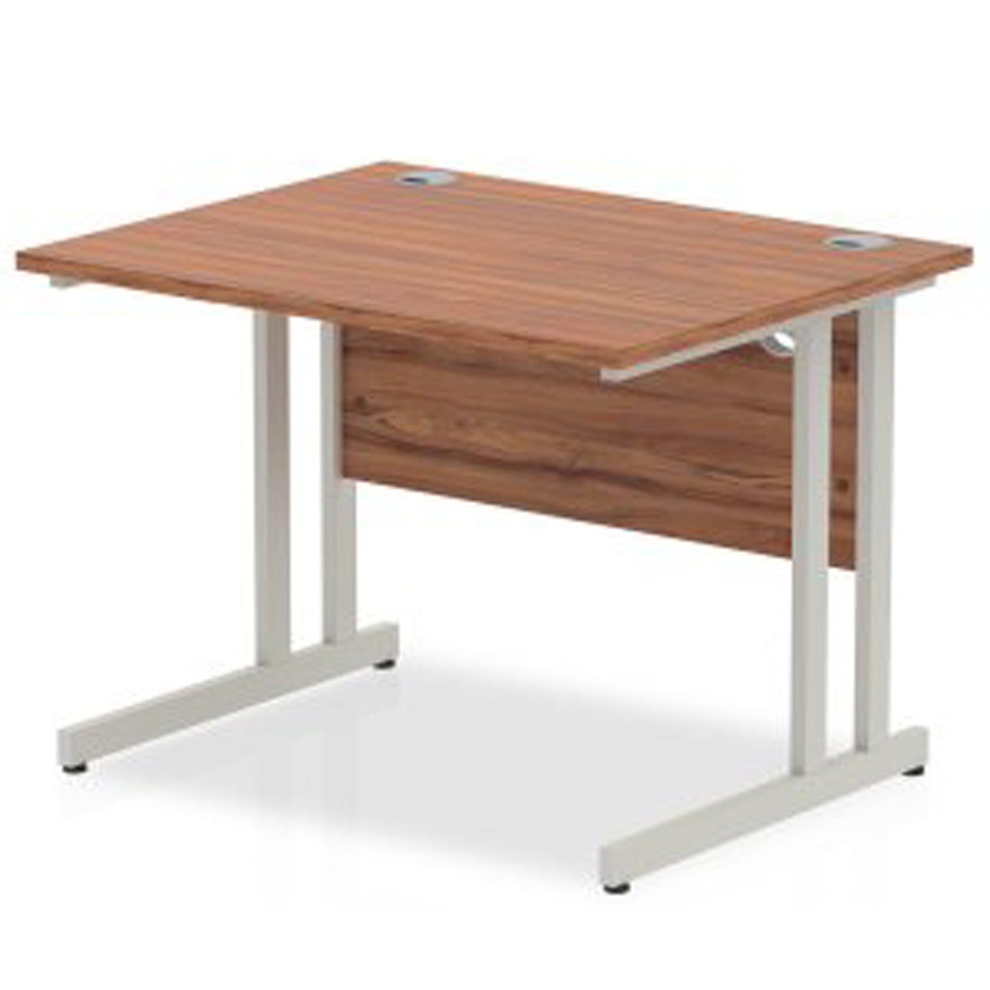 Impulse 1000x800mm Straight Desk, Walnut Top with Silver Cantilever Legs