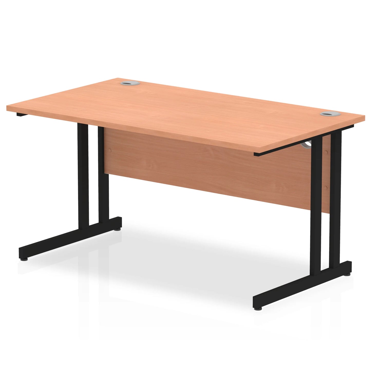 Beech straight desk on a white background