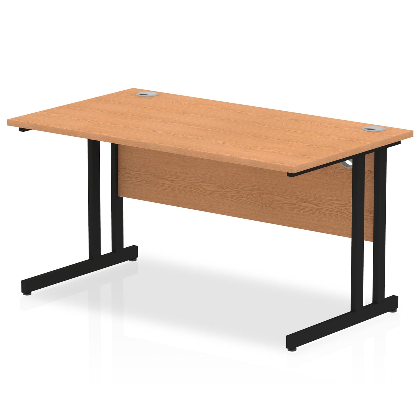 Oak straight desk on a white background