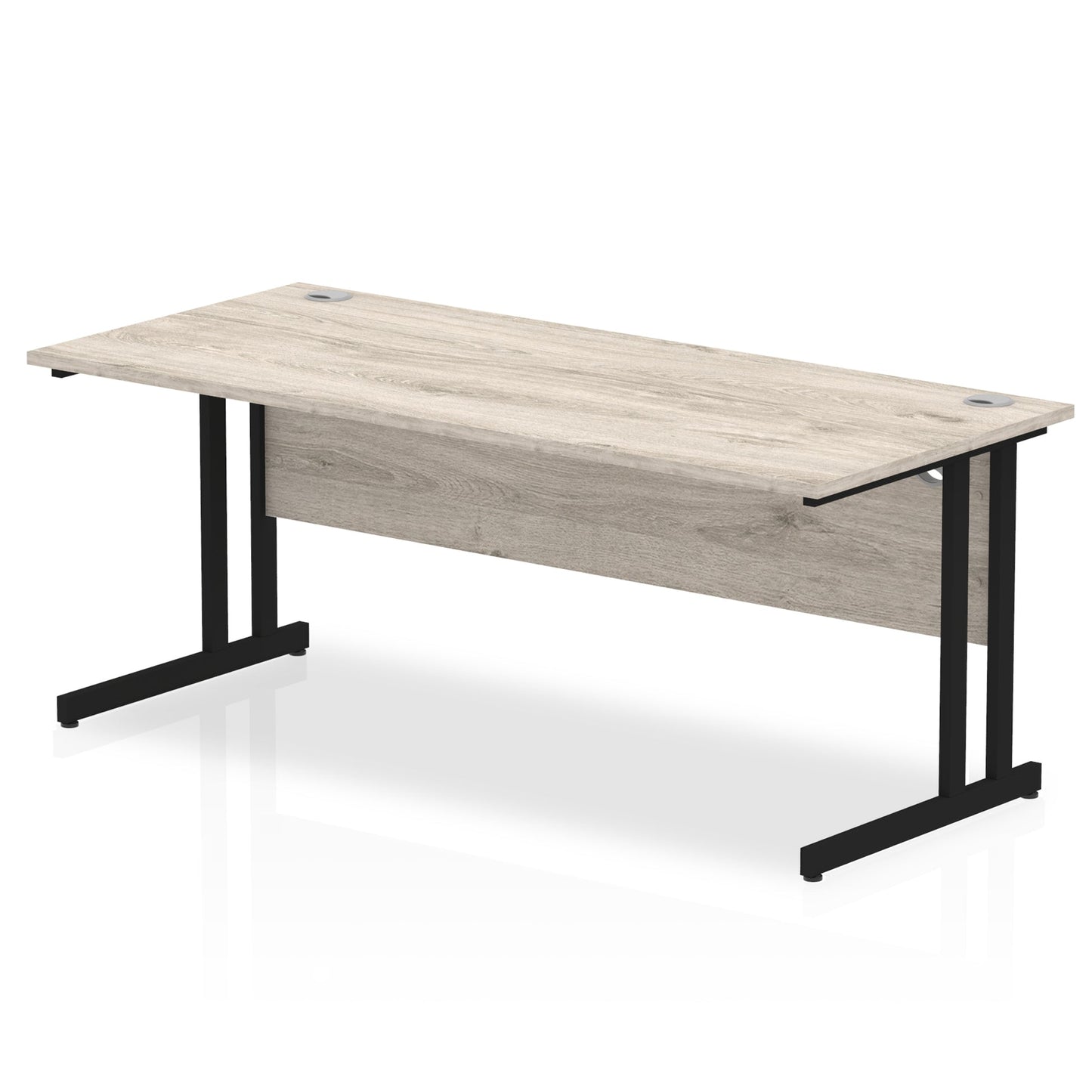 Impulse 1800x800mm Straight Desk, Grey Oak Top with Black Cantilever Legs