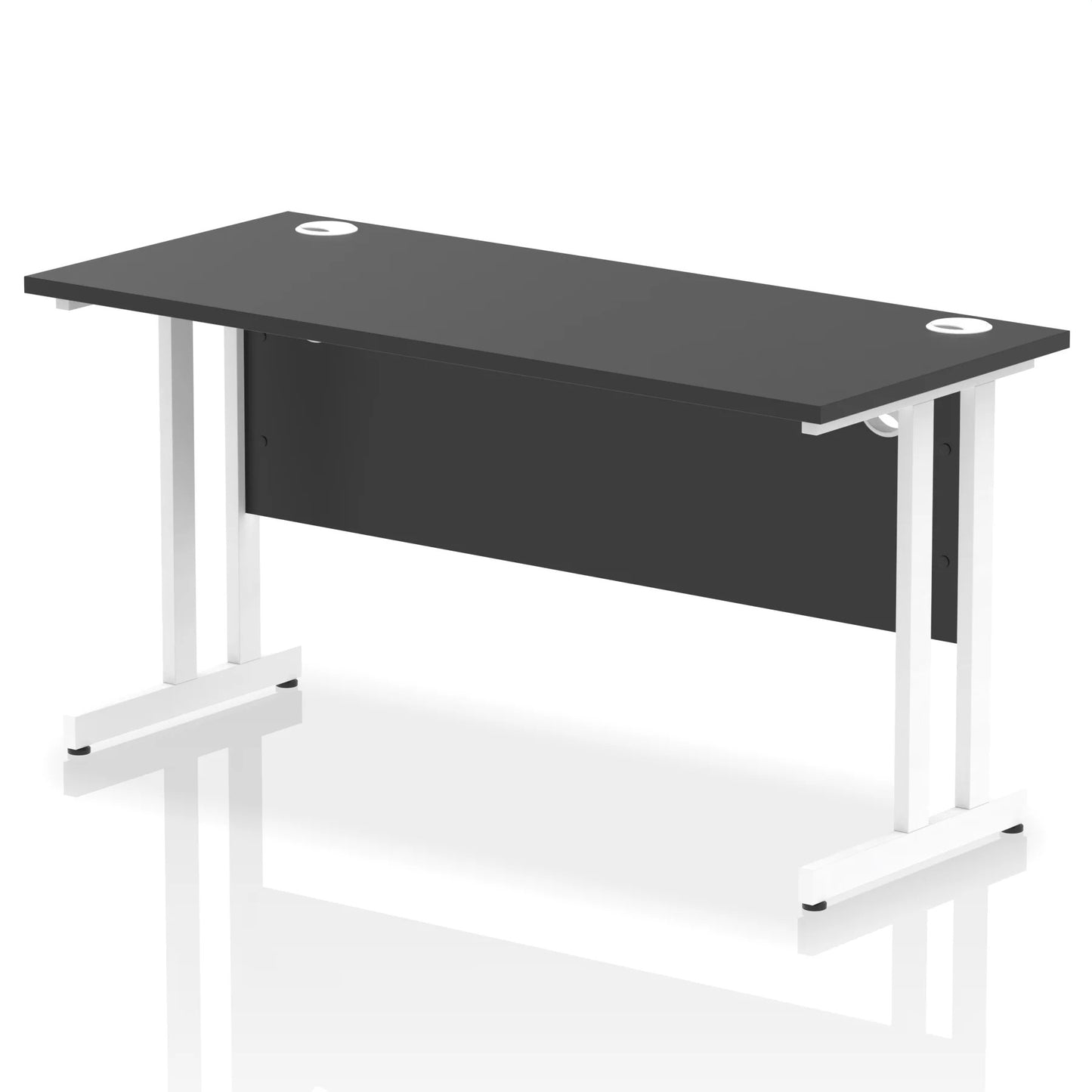Black straight desk on a white background