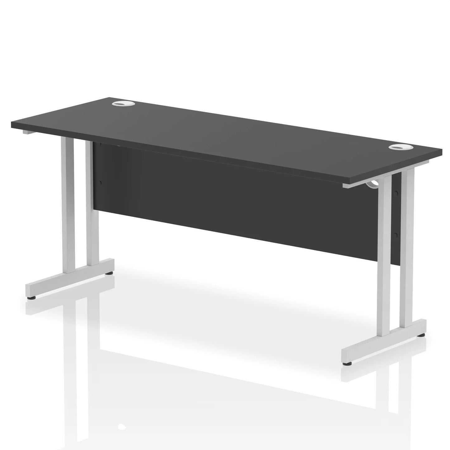 Black straight desk on a white background