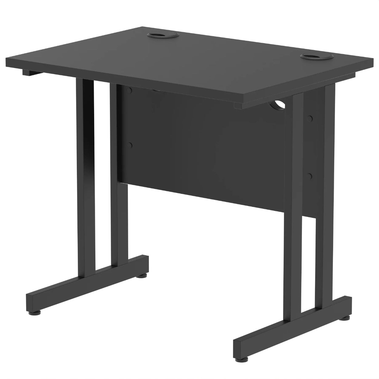 Black straight desk on a white background