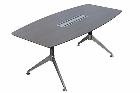 Nero 2400x1200mm Executive Boardroom Table with Brushed Metal Comms Box Anthracite