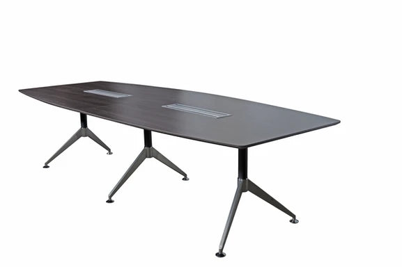 Nero 3000x1200mm Executive Boardroom Table with Brushed Metal Comms Box Anthracite