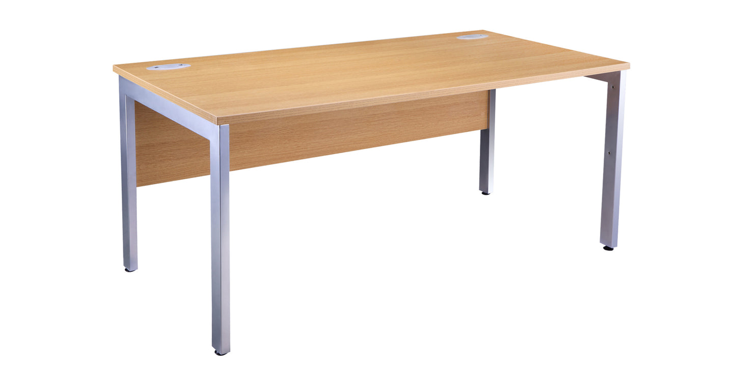 1600x800mm Straight Desk, Light Oak Top with Silver Legs