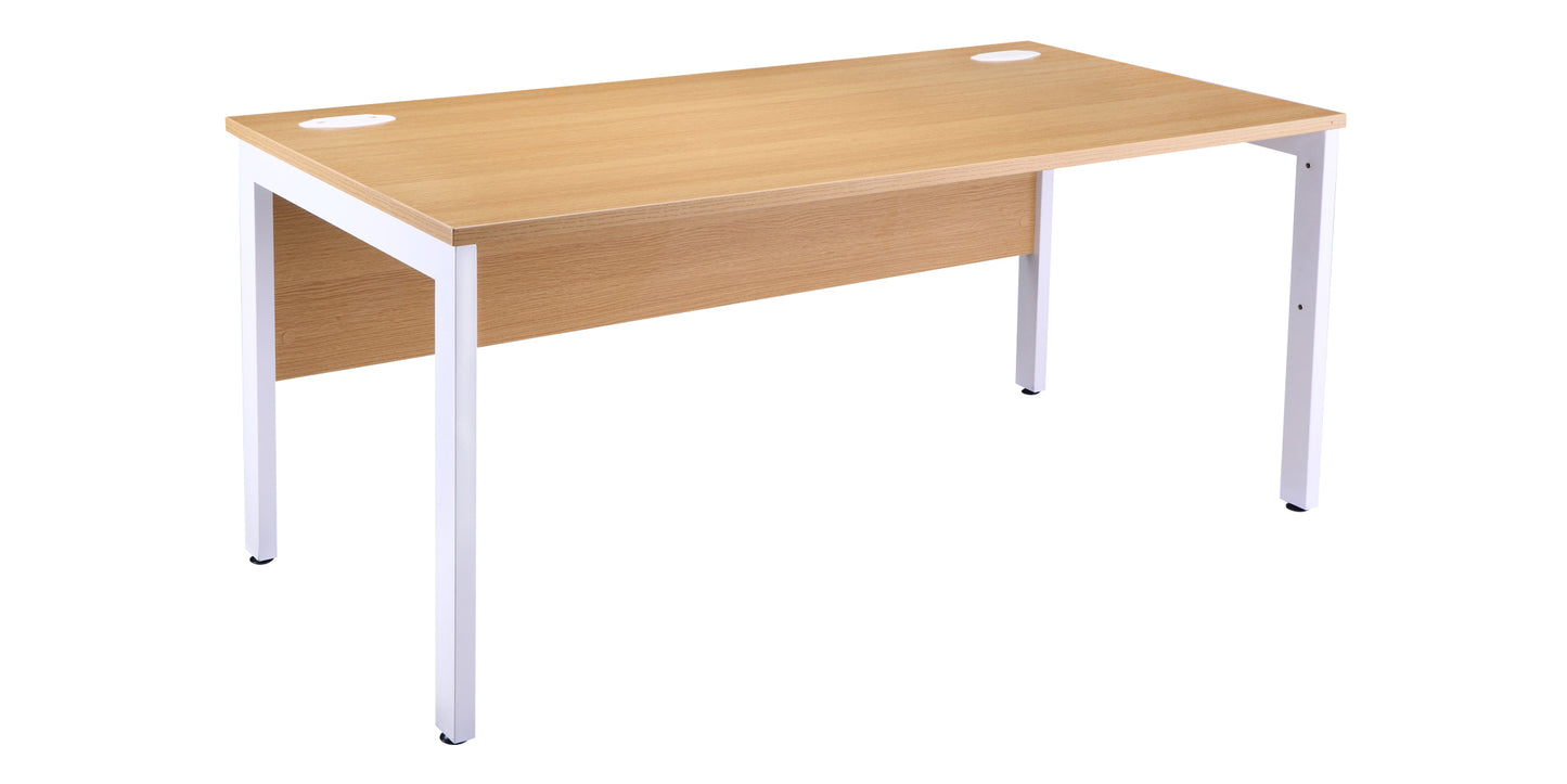 1400x800mm Straight Desk, Light Oak Top with White Legs