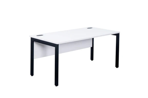 1400x800mm Straight Desk, White Top with Black Legs