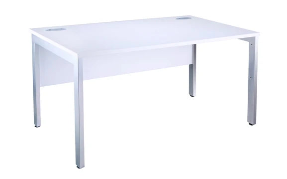 1400x800mm Straight Desk, White Top with Silver Legs
