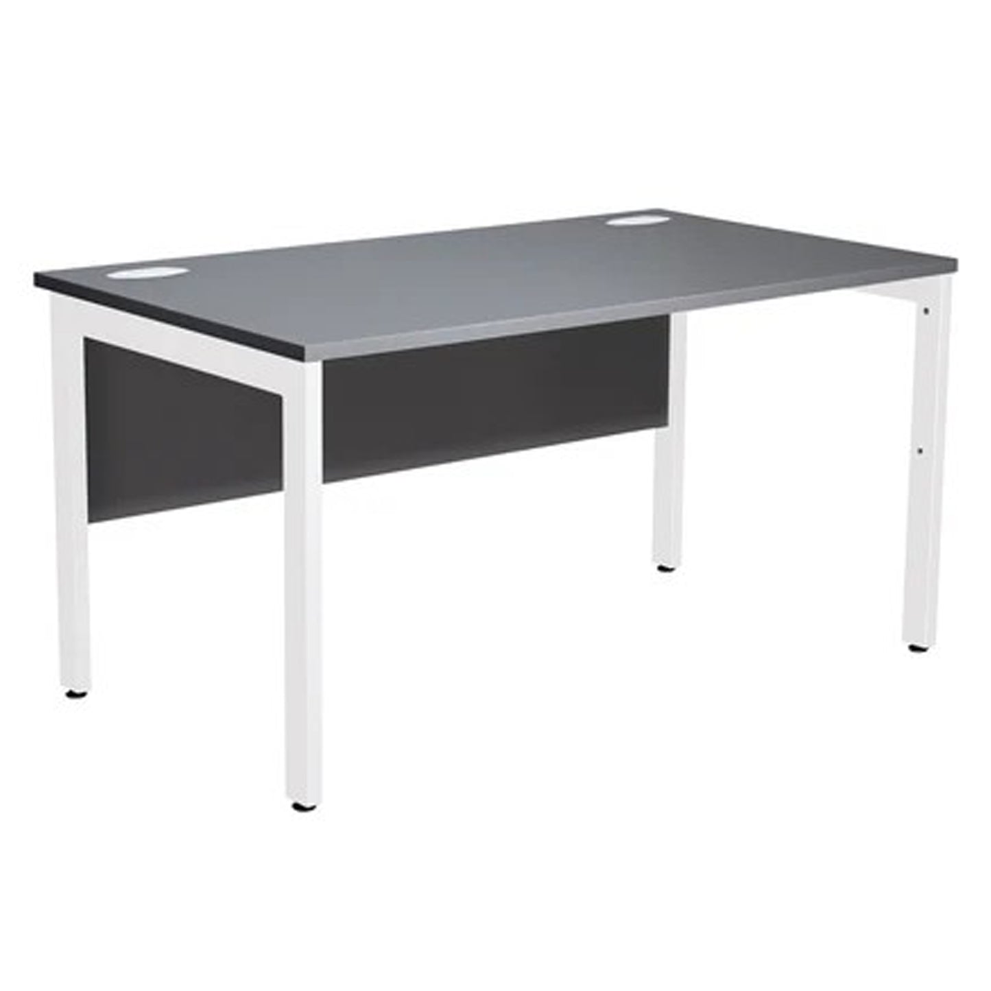 1600x800mm Bench Style Desk, Graphite Top with White Legs